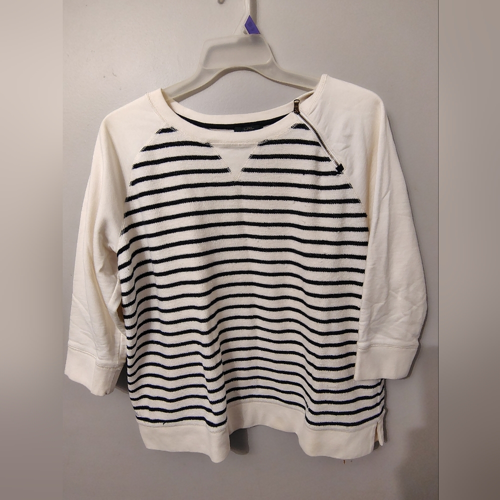Ralph Lauren Women's Size 2X White and Navy Striped Top
